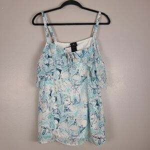 Torrid Disney's Princess Cinderella Off-the-shoulder Baby Blue & White Tank Top